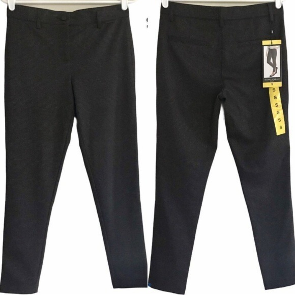 NWT Mario Serrani Italy Women's Plaid Knit Slim Legging Sz S Modern Fit Charcoal